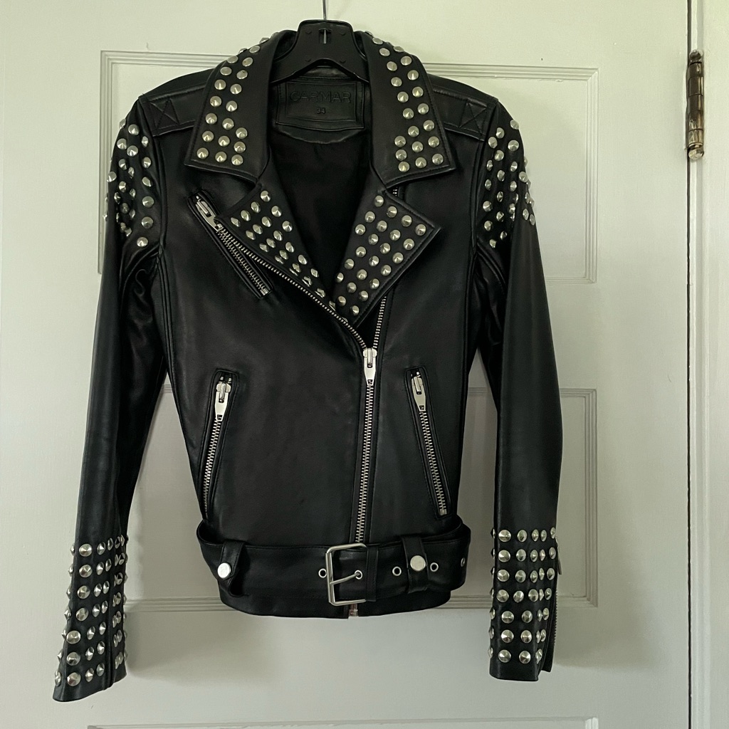 Studded Black Leather Moto Jacket